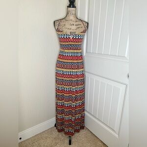 Anthropologie Deletta Empire Waist Multicolored Multiprint Maxi Dress Size XS